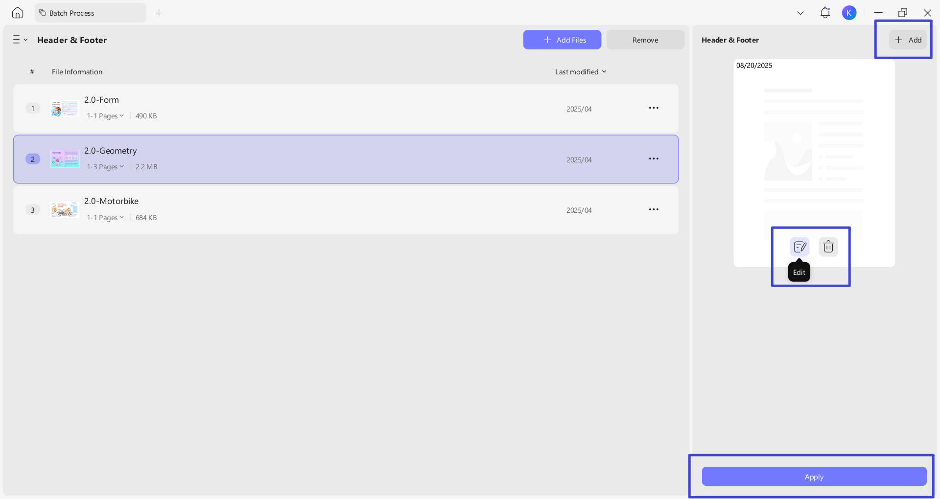 batch add header and footer 6