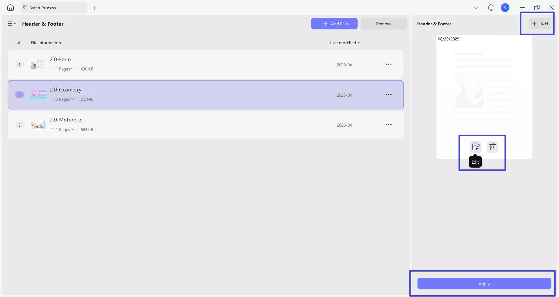 batch add header and footer 6
