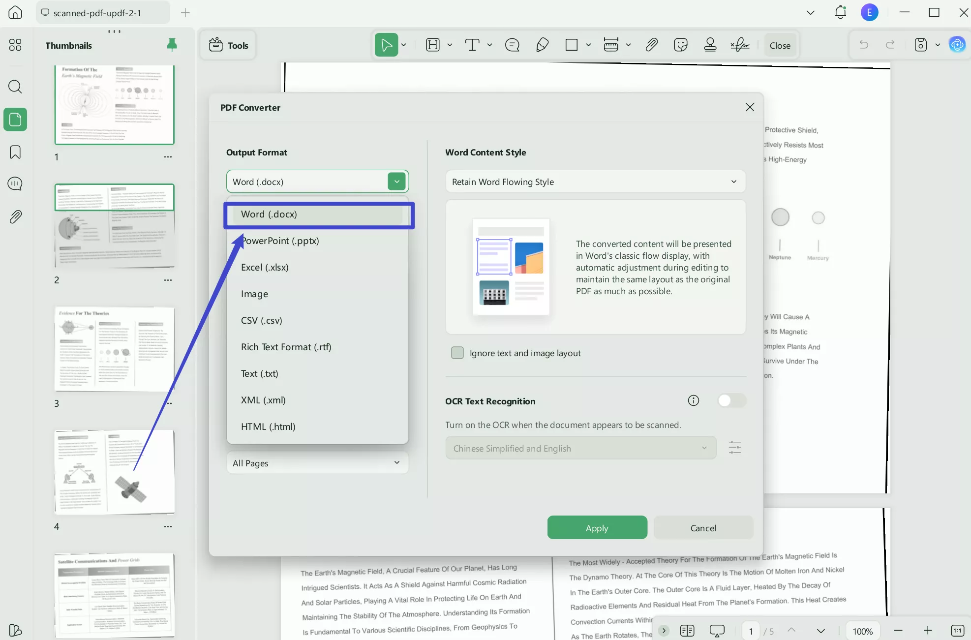 how to convert scanned pdf to word