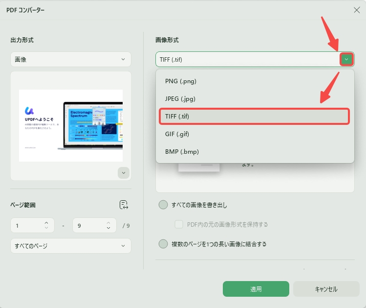 画像に変換するウィンドウ