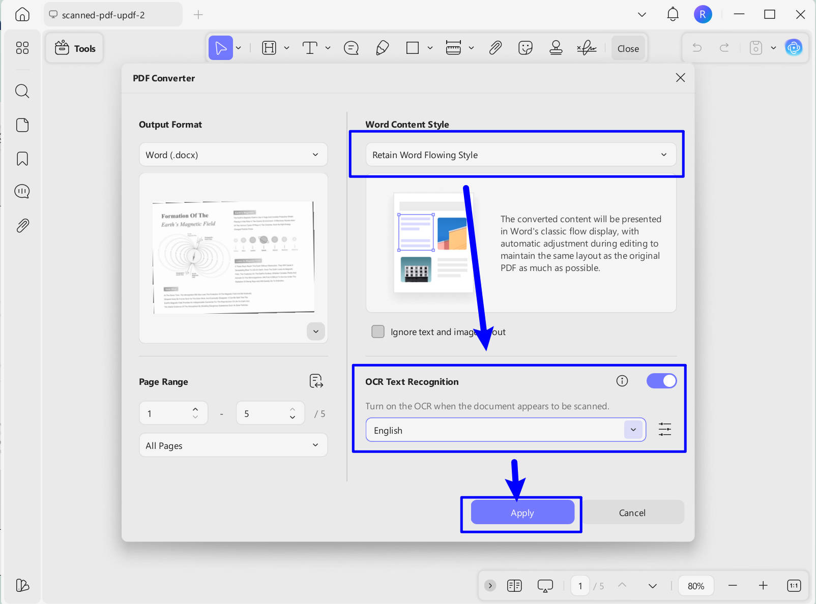convert scanned PDF to Word with UPDF on Windows