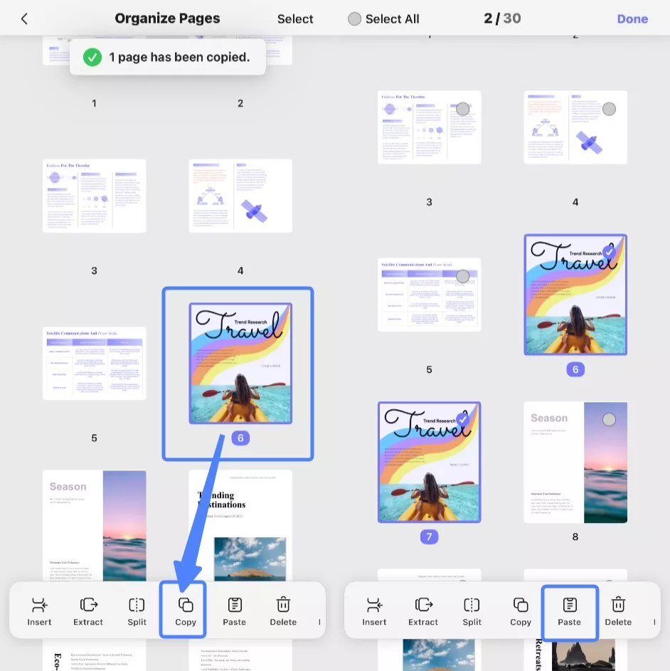 copy and paste pages