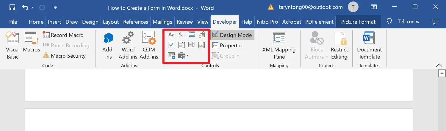 how to make a fillable form in word