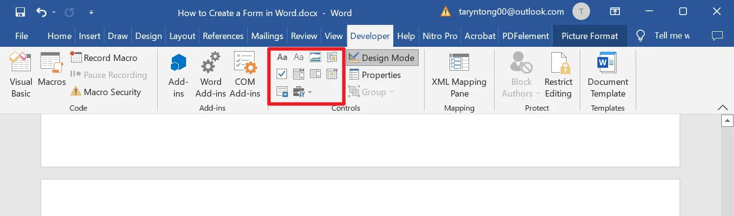 كيفية عمل ملف pdf قابل للتعبئة في word