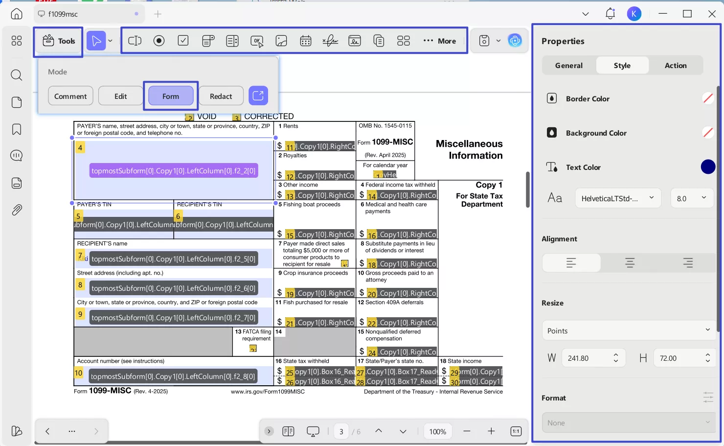 customize form 1099 updf