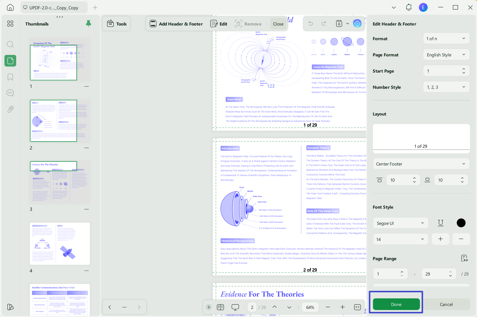 save header and footer 