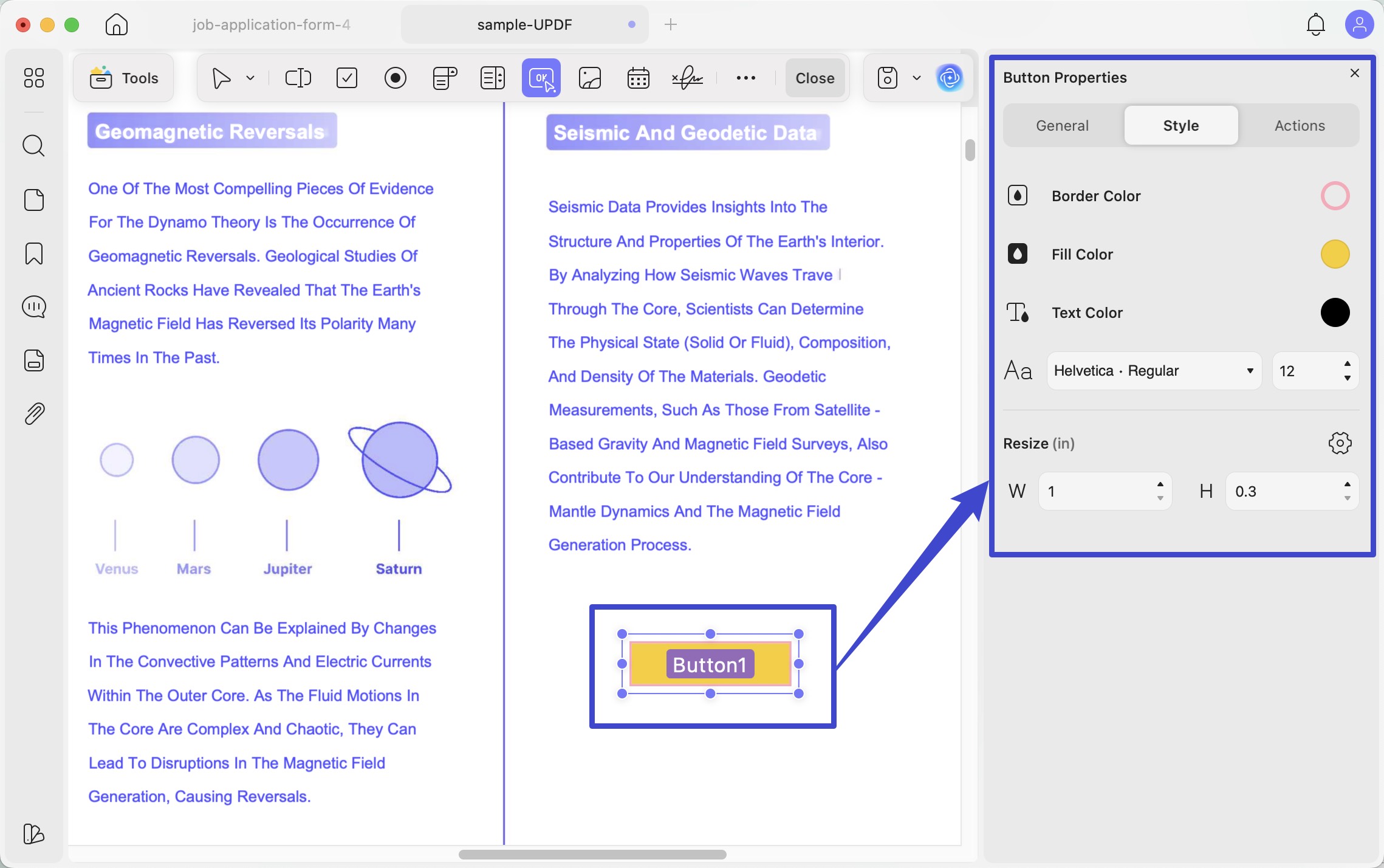 double click the form field to customize on mac