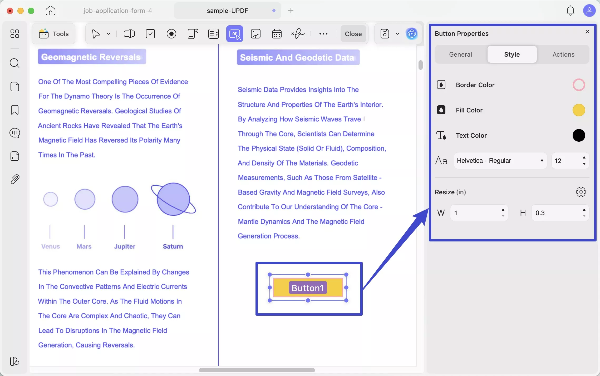 double click the form field to customize on mac