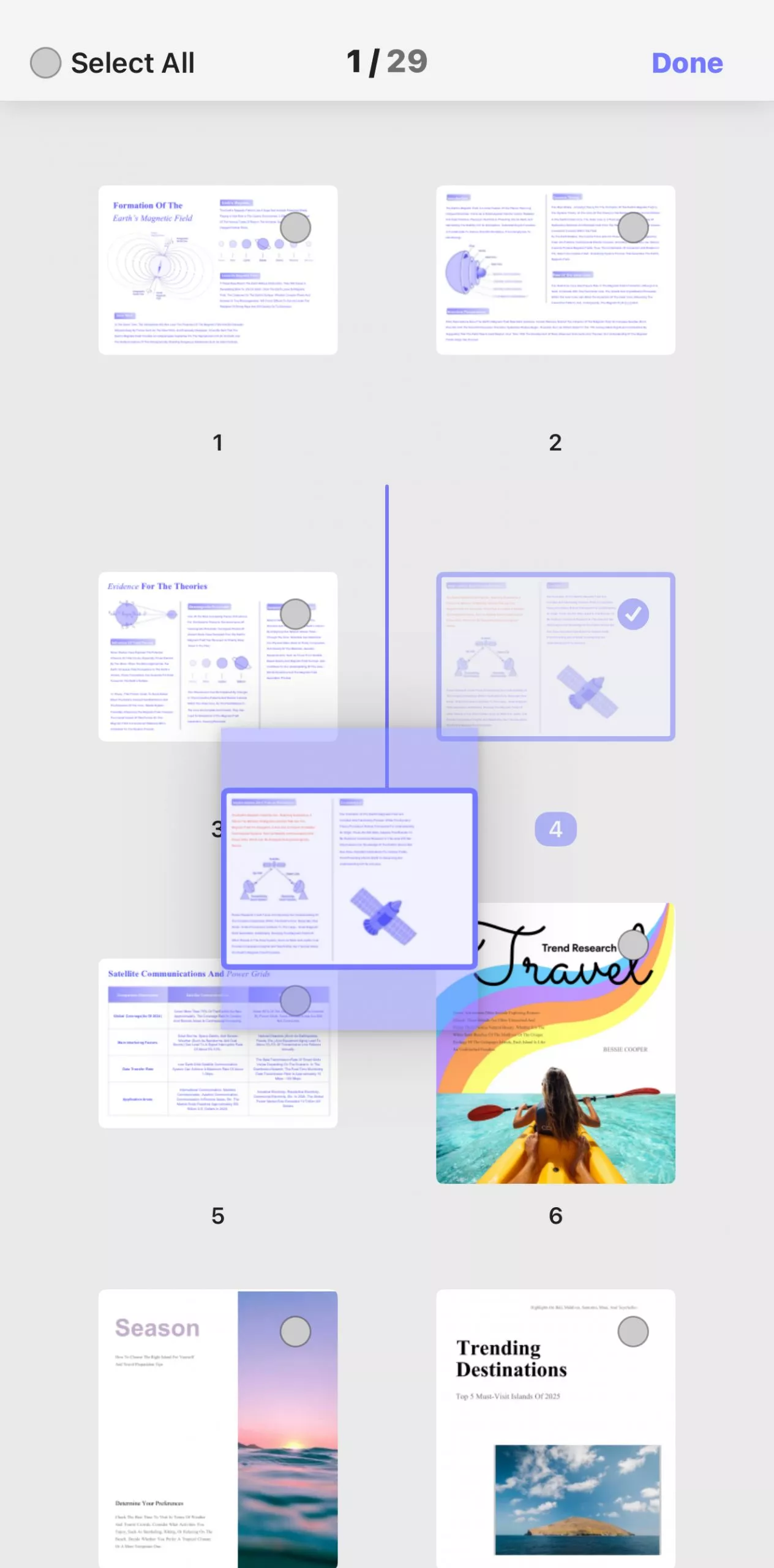 drag and drop pages to reorder