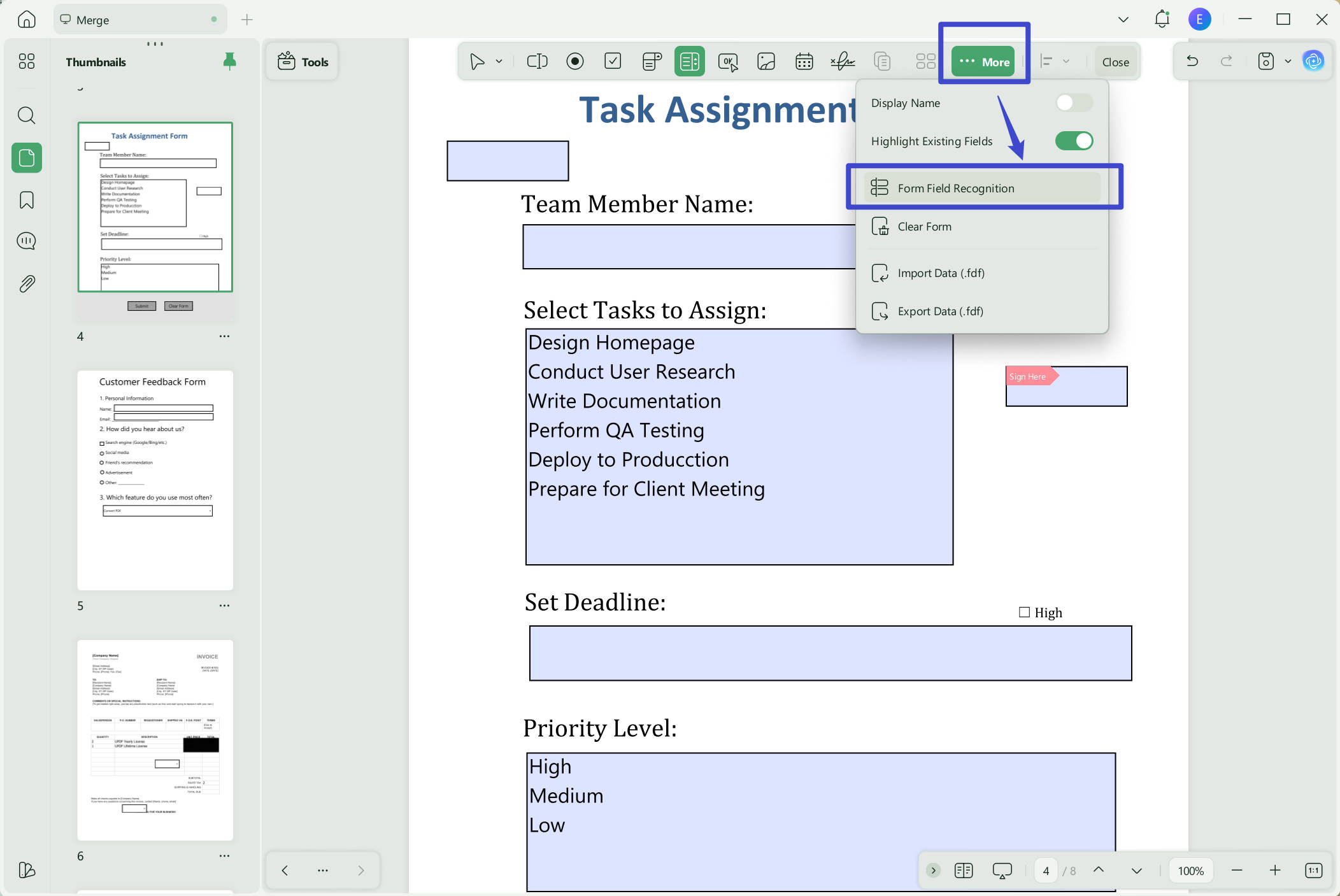create a pdf form