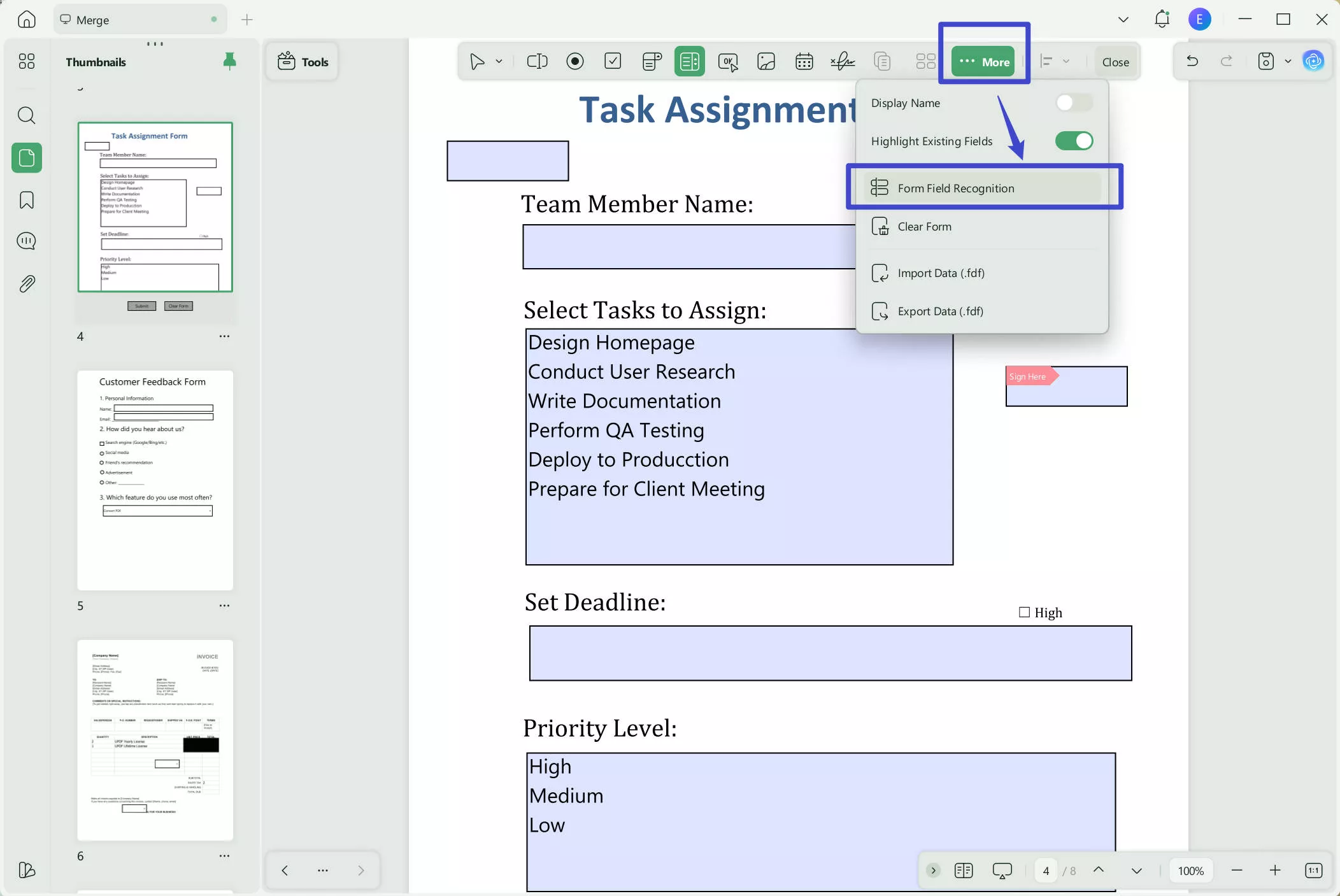 create a pdf form