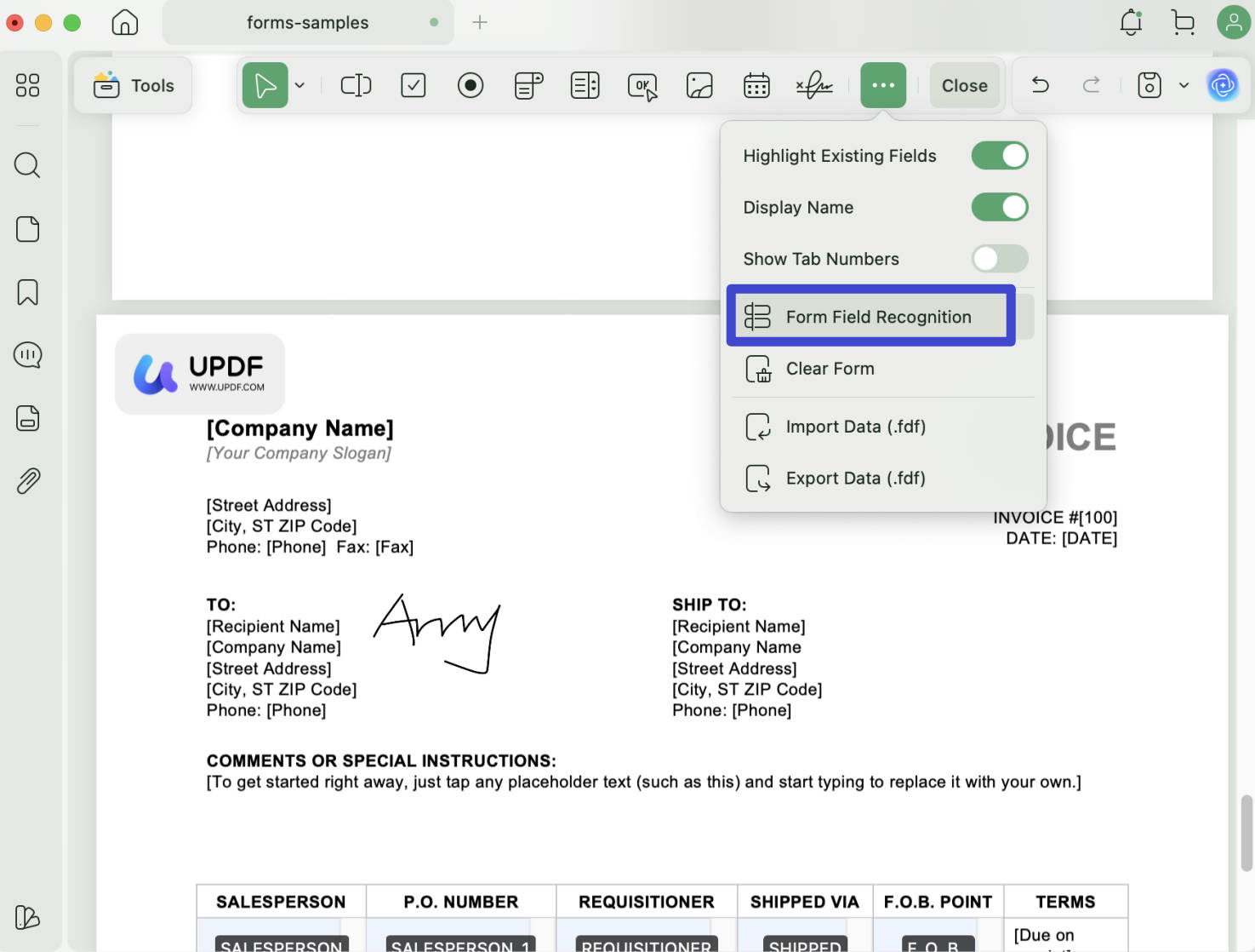 form field recognition