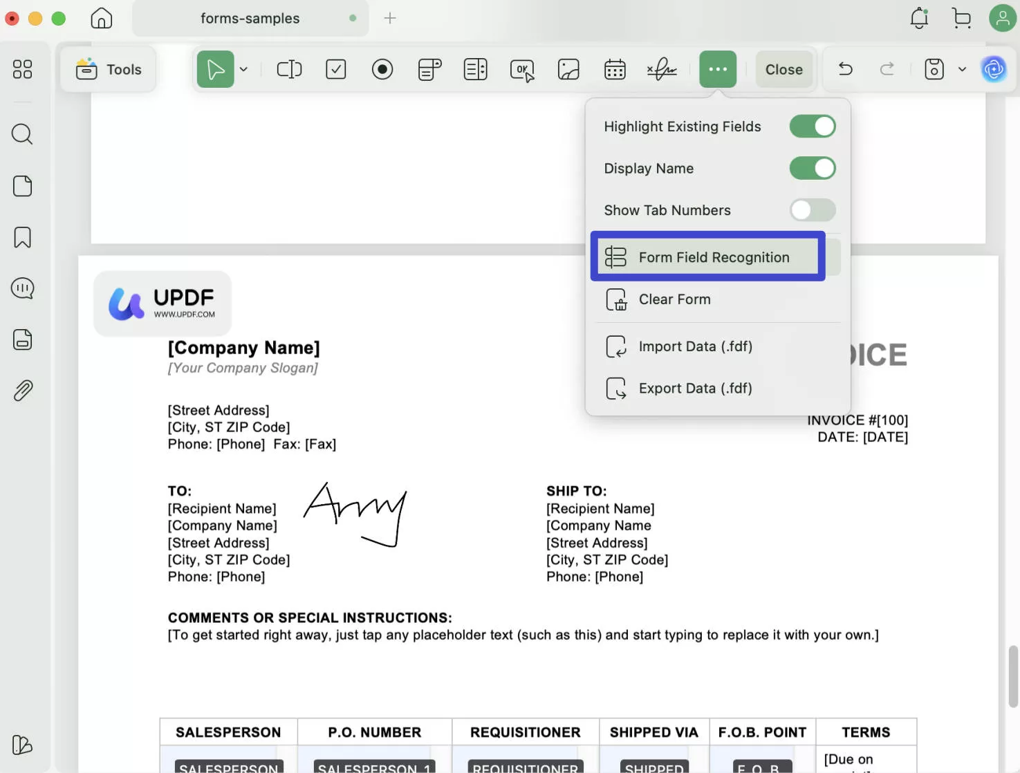 form field recognition