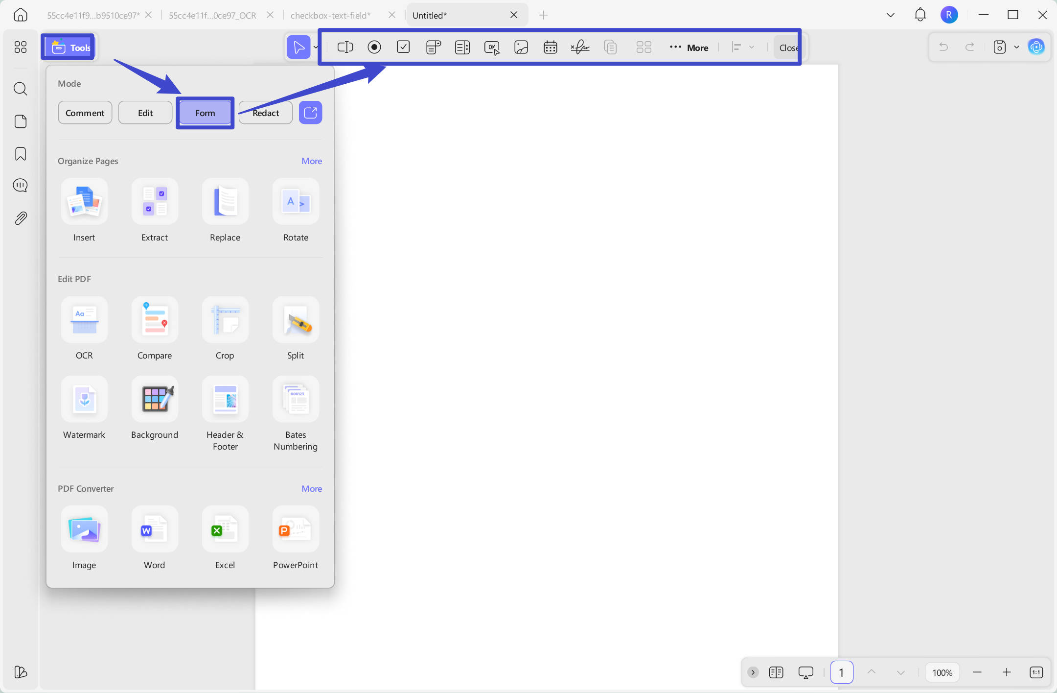 Form in tools with UPDF on Windows