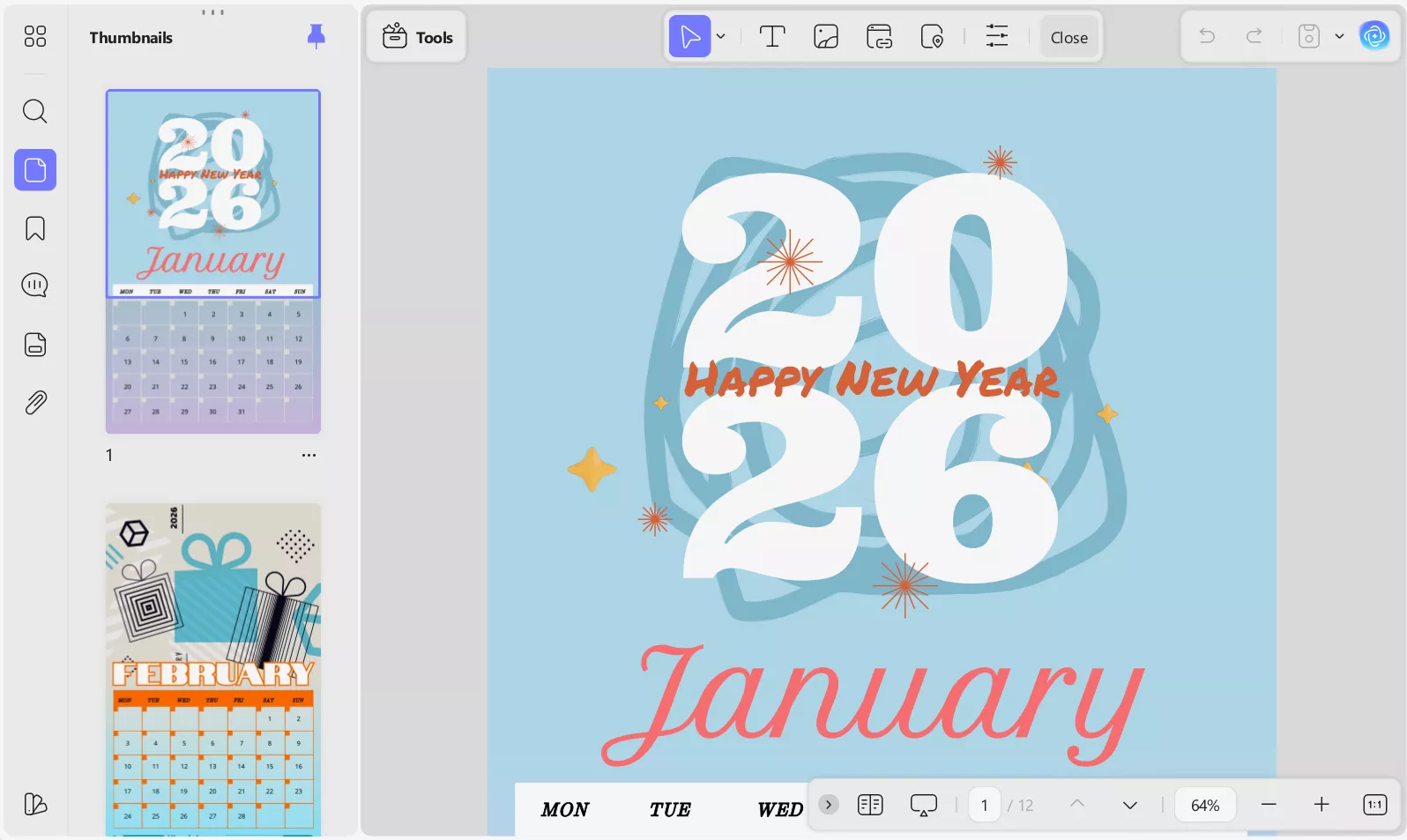 edit new year wish card