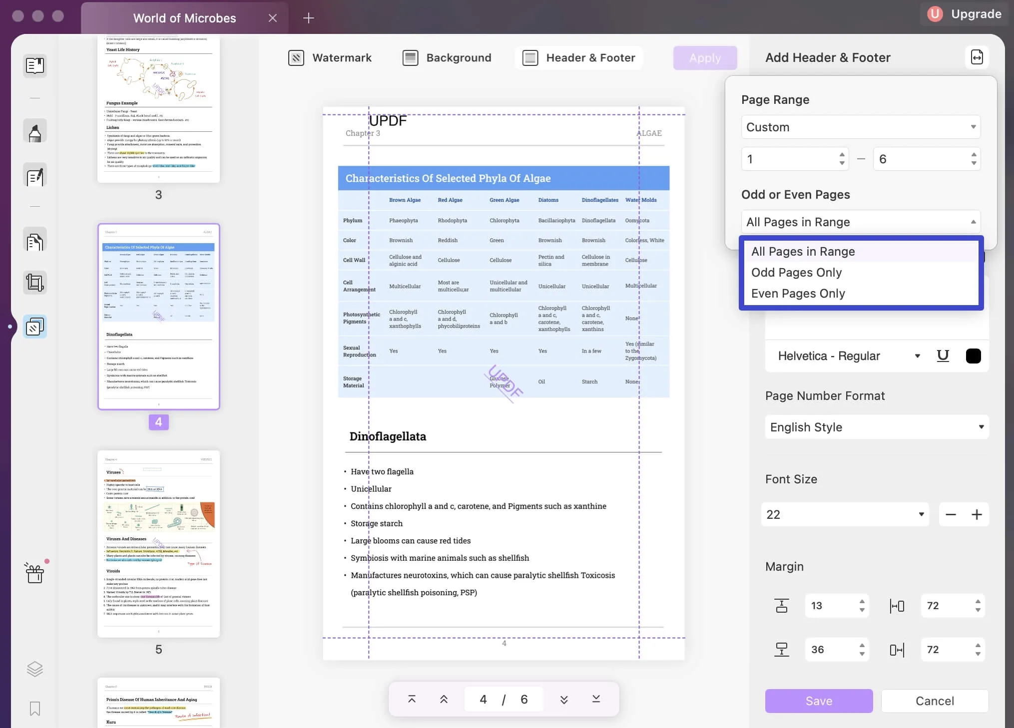 Añadir encabezado y pie de página a PDF