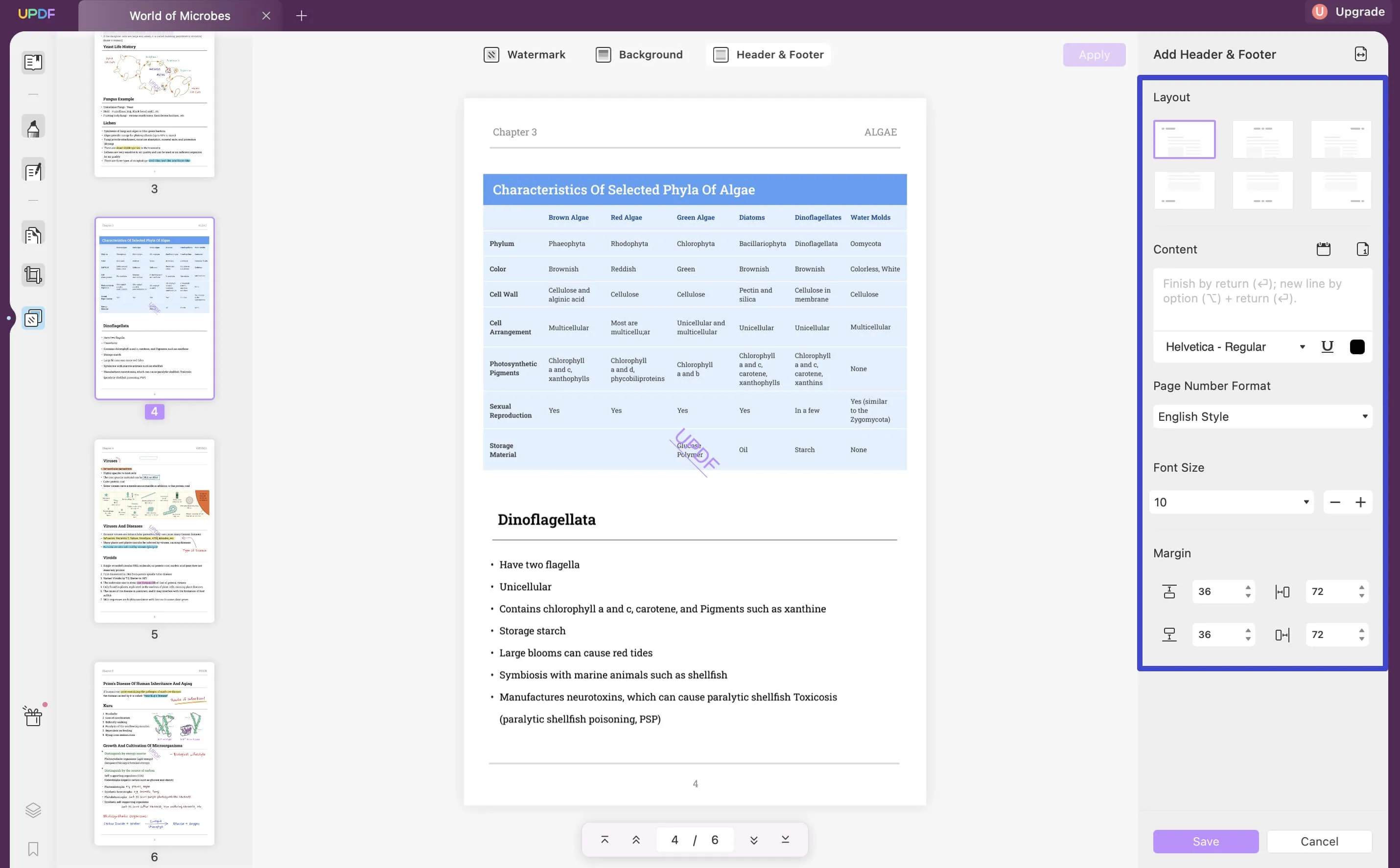 Añadir encabezado y pie de página en PDF online