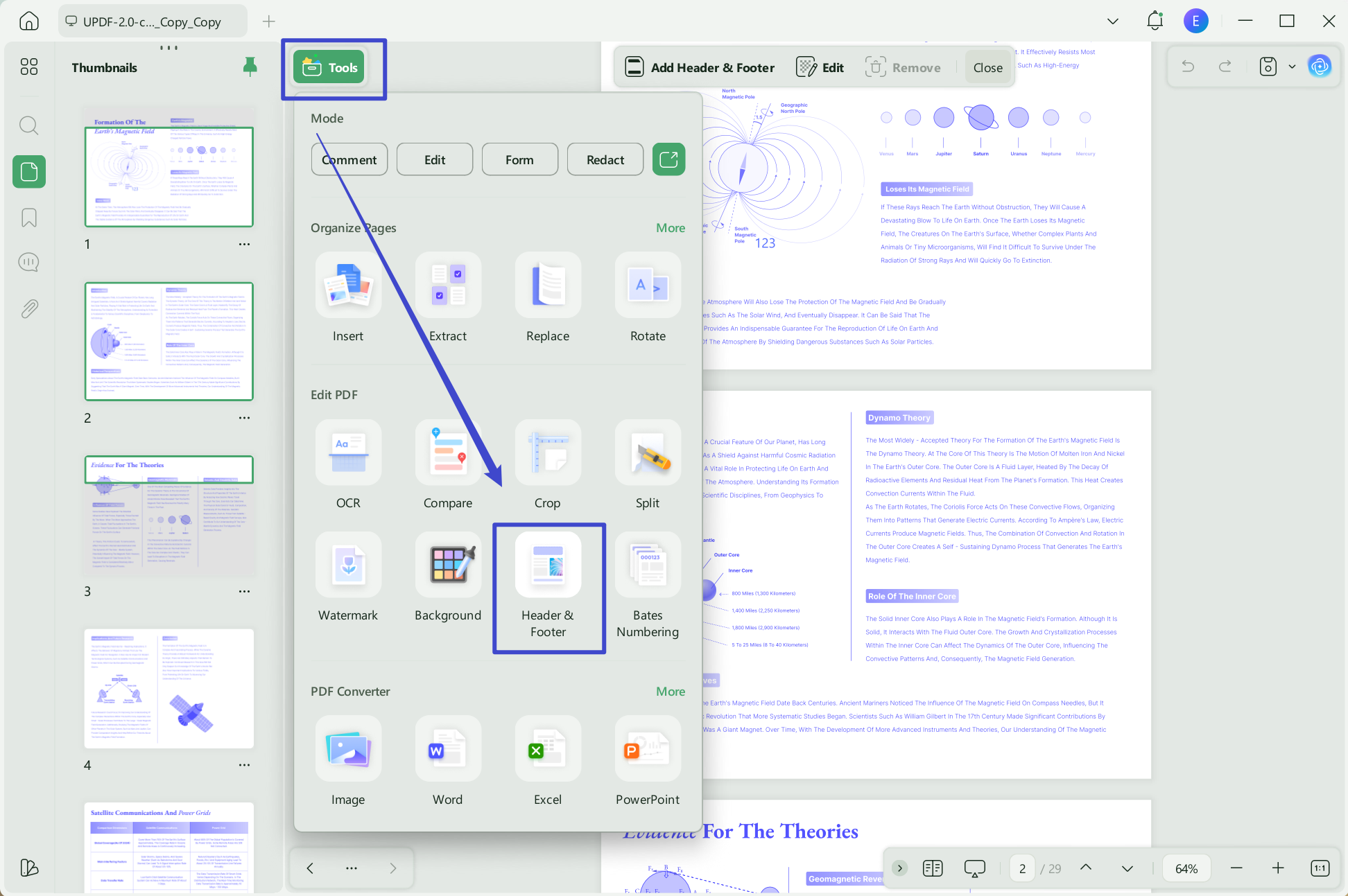 add header and footer 