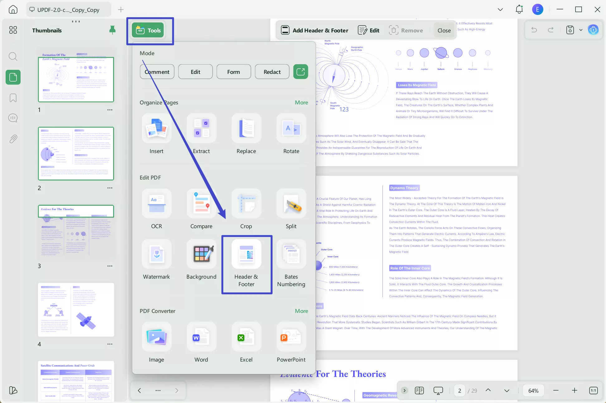 add header and footer