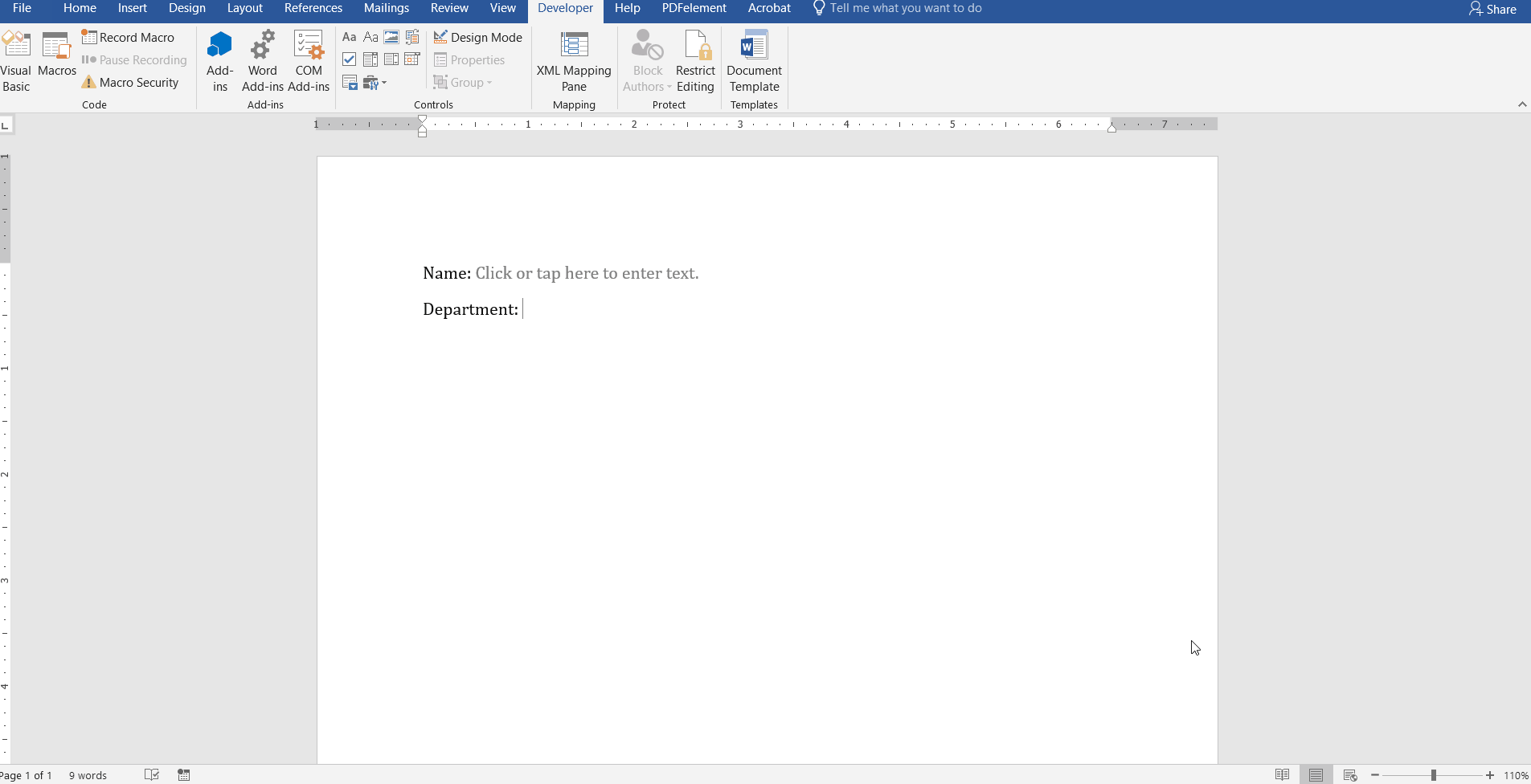 add drop down list form word