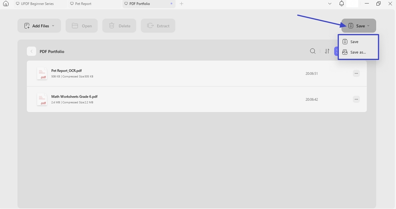 choose location save pdf portfolio