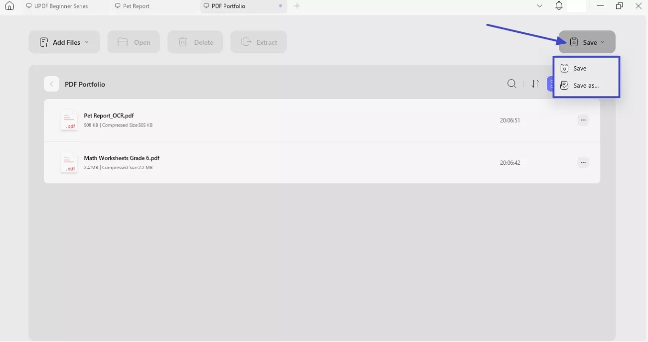 choose location save pdf portfolio
