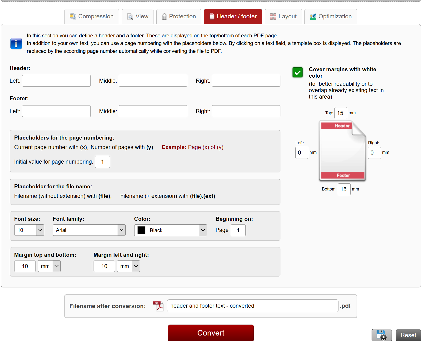 remove header and footer online