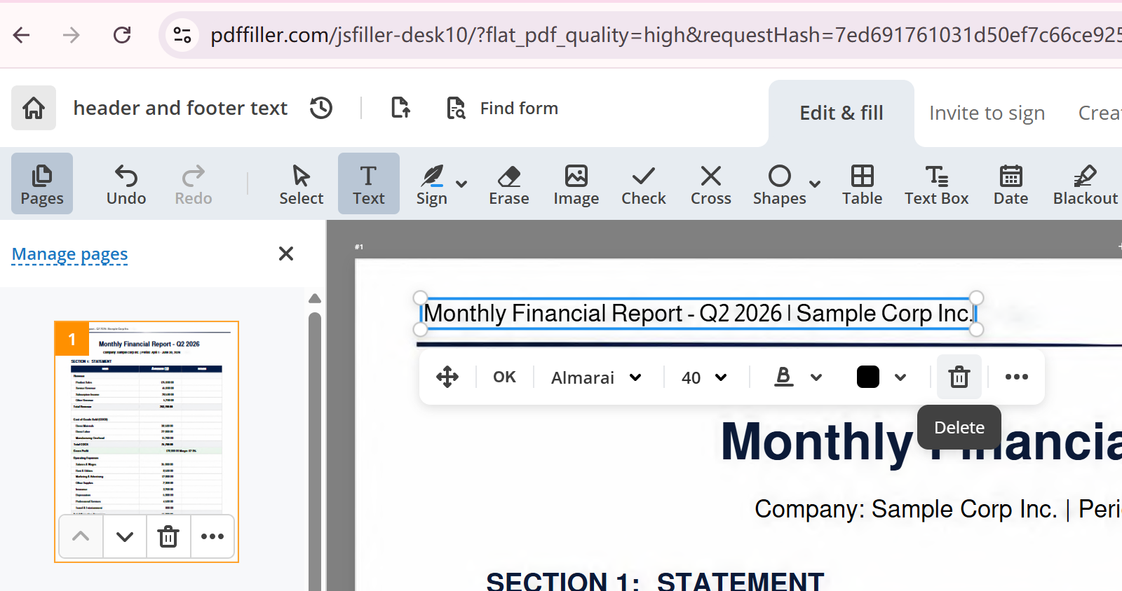 remove header and footer online free