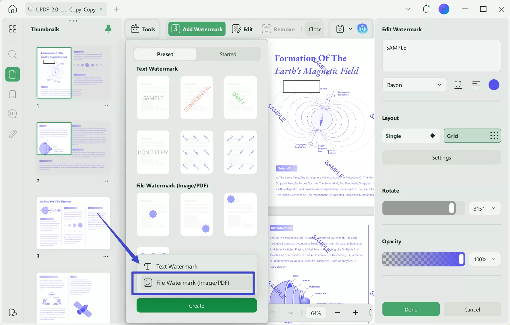 add image watermark to PDF with UDPF