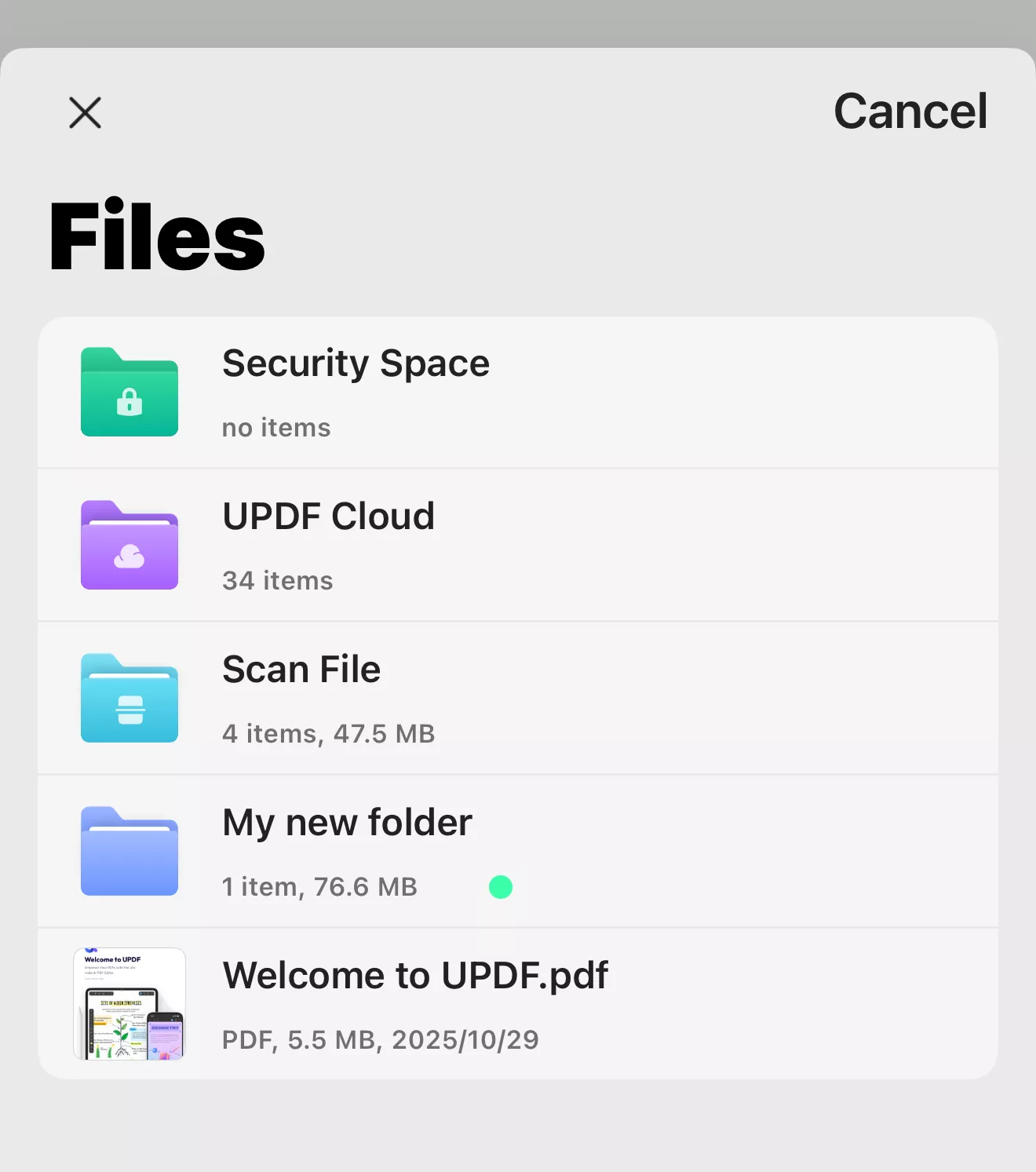 import pdf file from updf ios