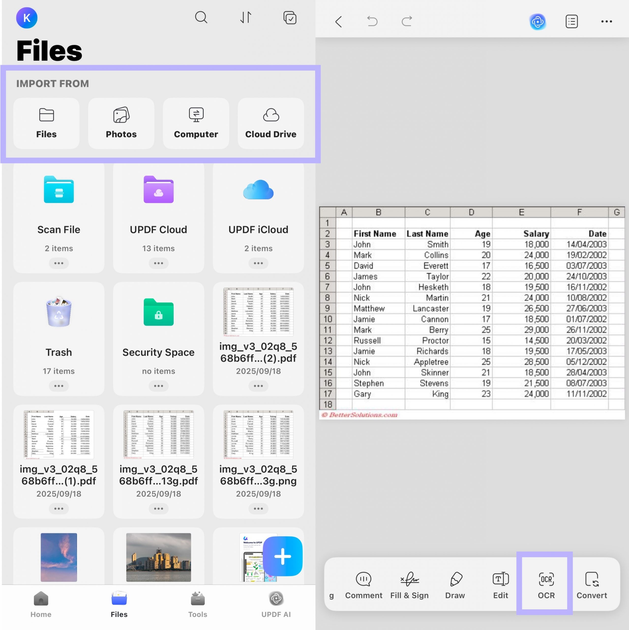 import scanned pdf and ocr