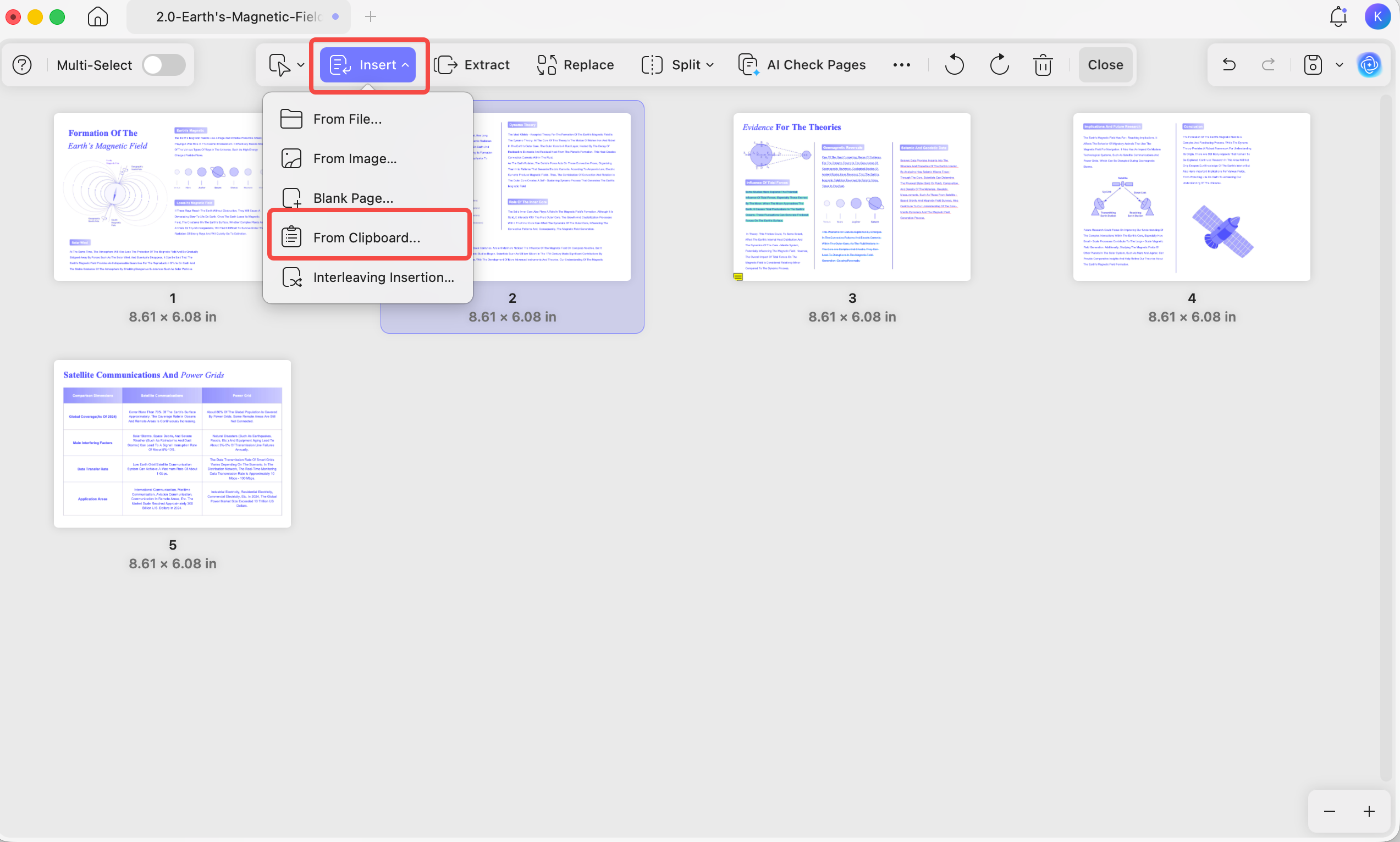 insert pages to pdf from clipboard