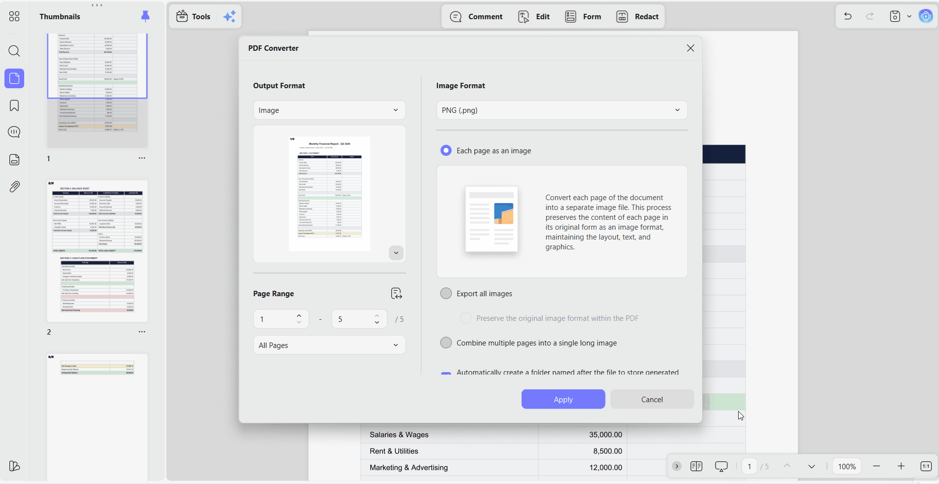 windows pdf editor export batch images