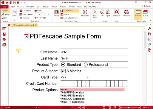 Application pour remplir un PDF, PDFescape