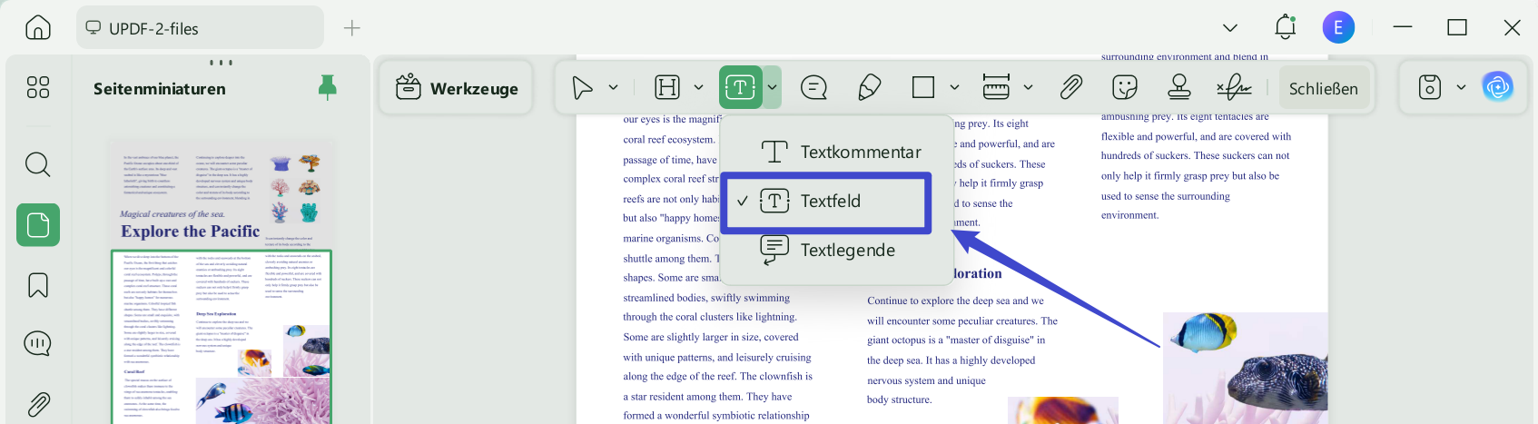 Textfeld mit UPDF hinzufügen