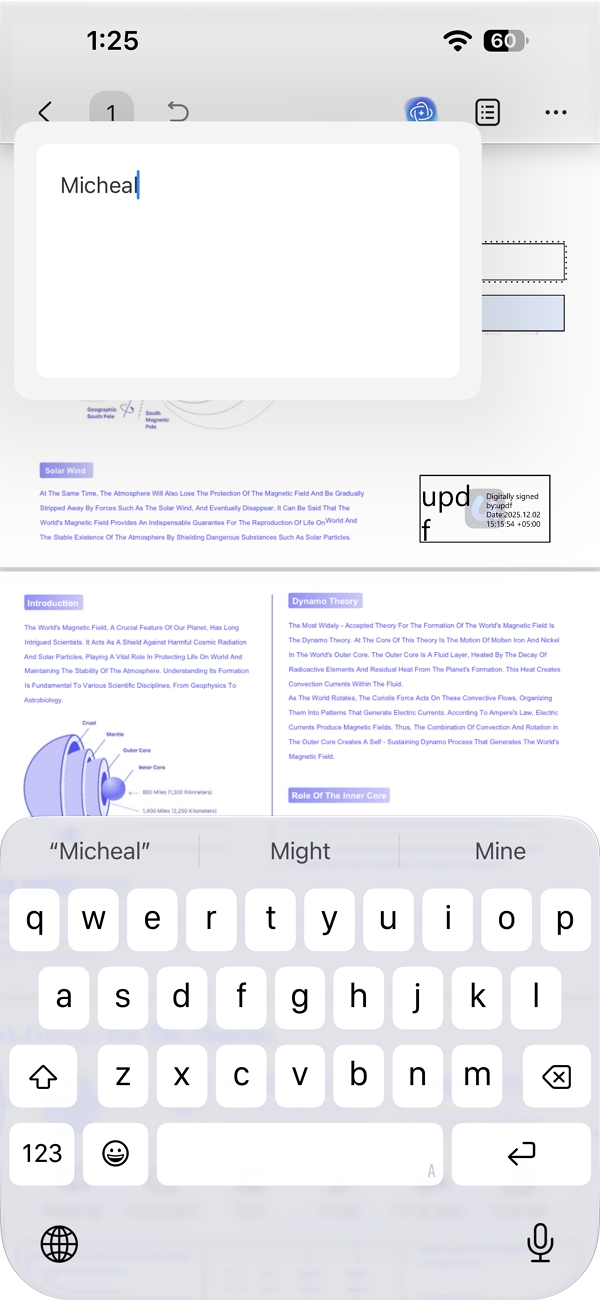 form fields updf ios app