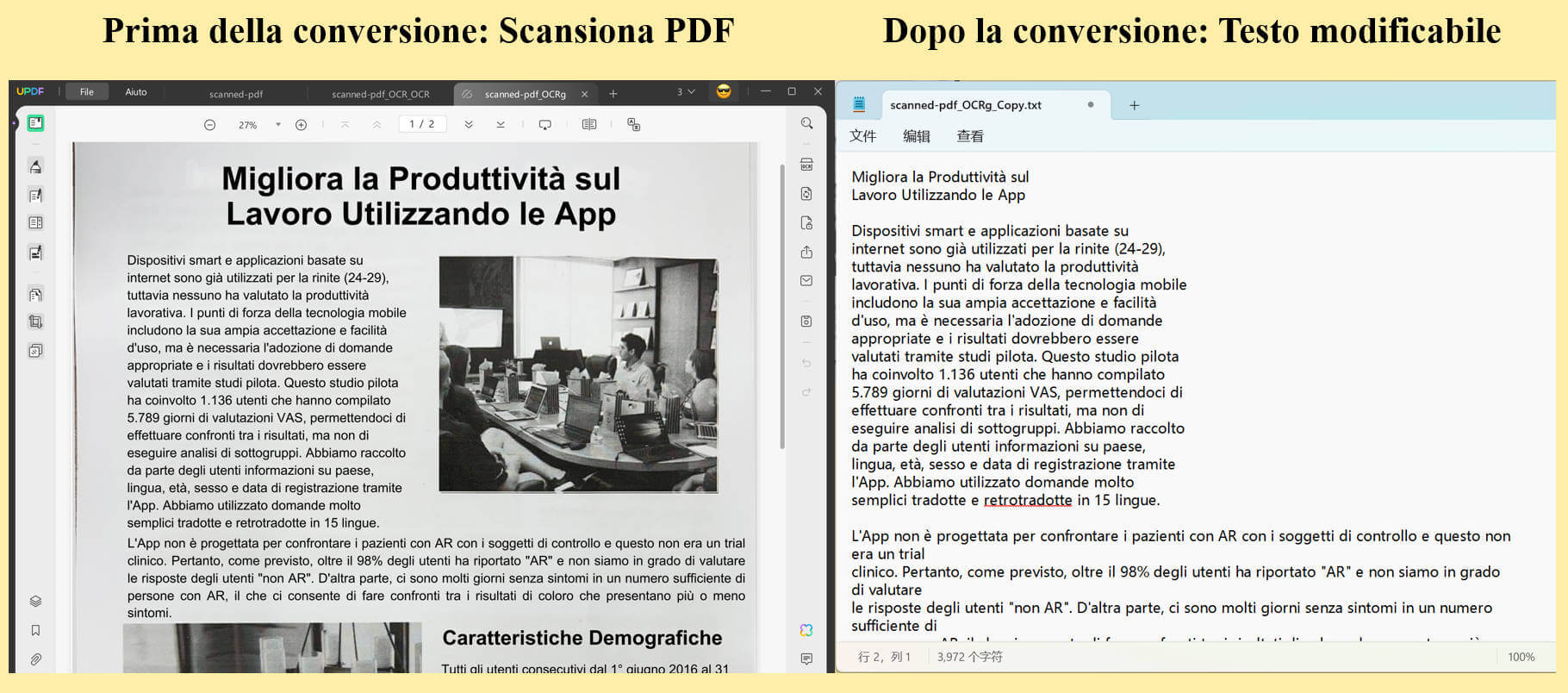 Converti PDF scannerizzato in testo (file TXT) con OCR