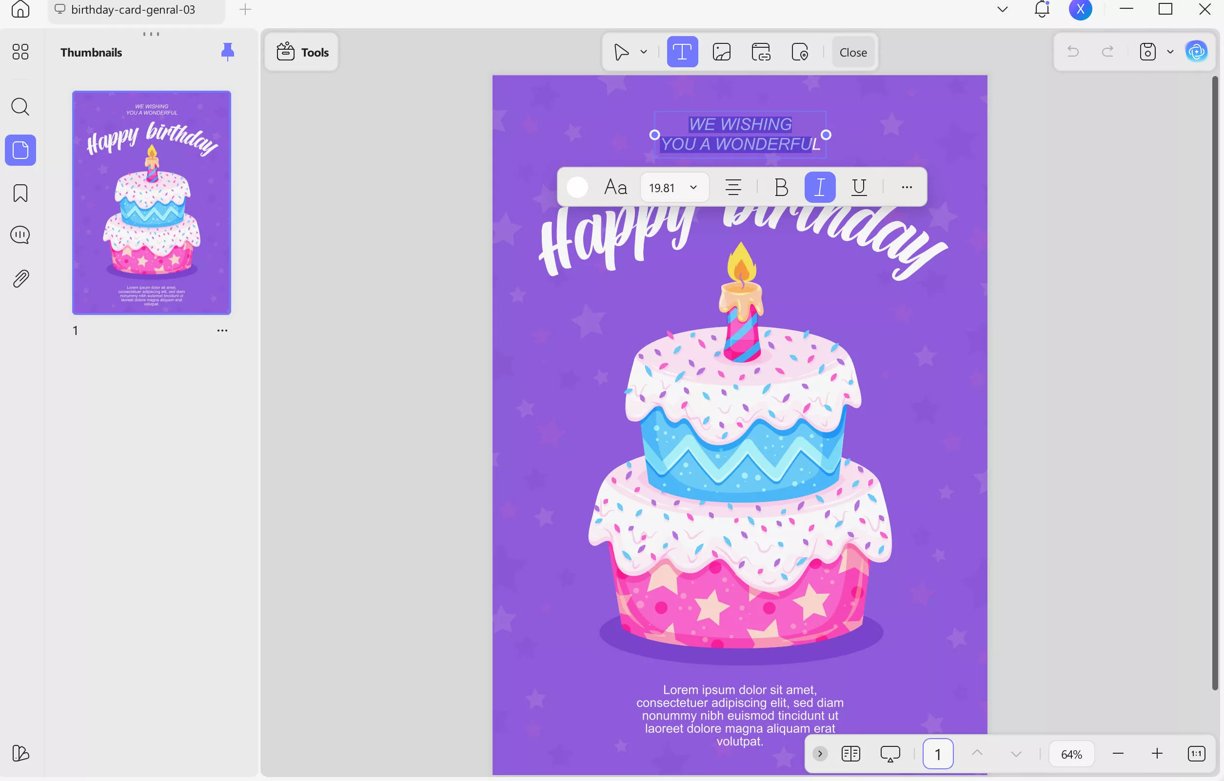 edit birthday card updf windows