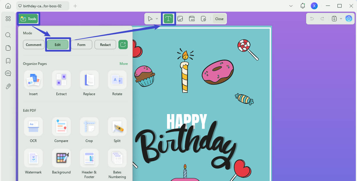 edit pdf text updf