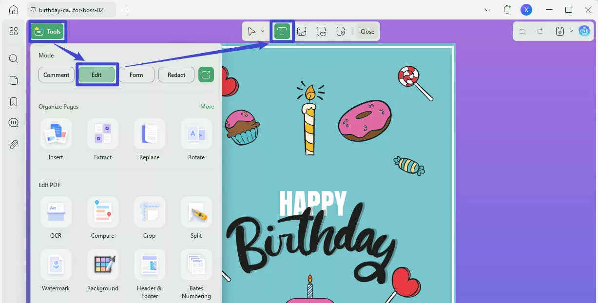 edit pdf text updf