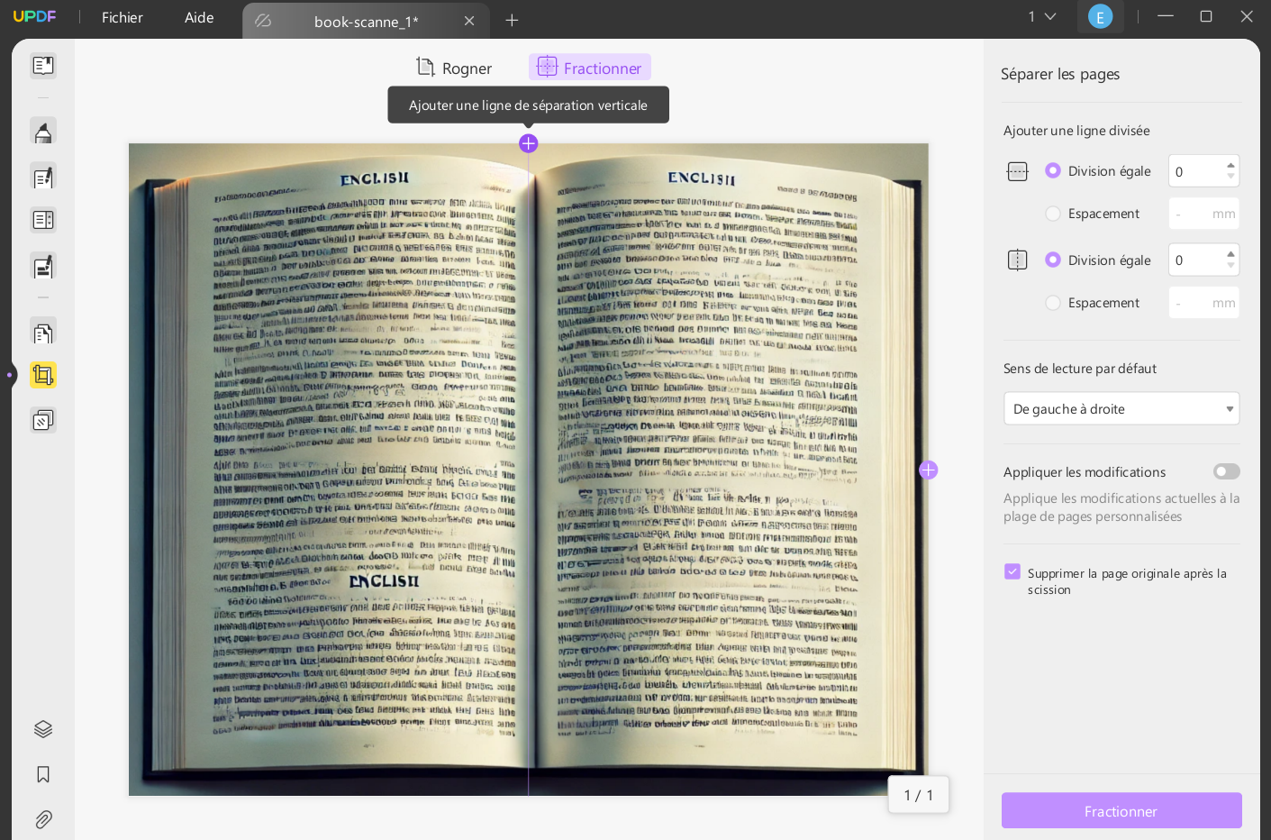 fractionner page pdf