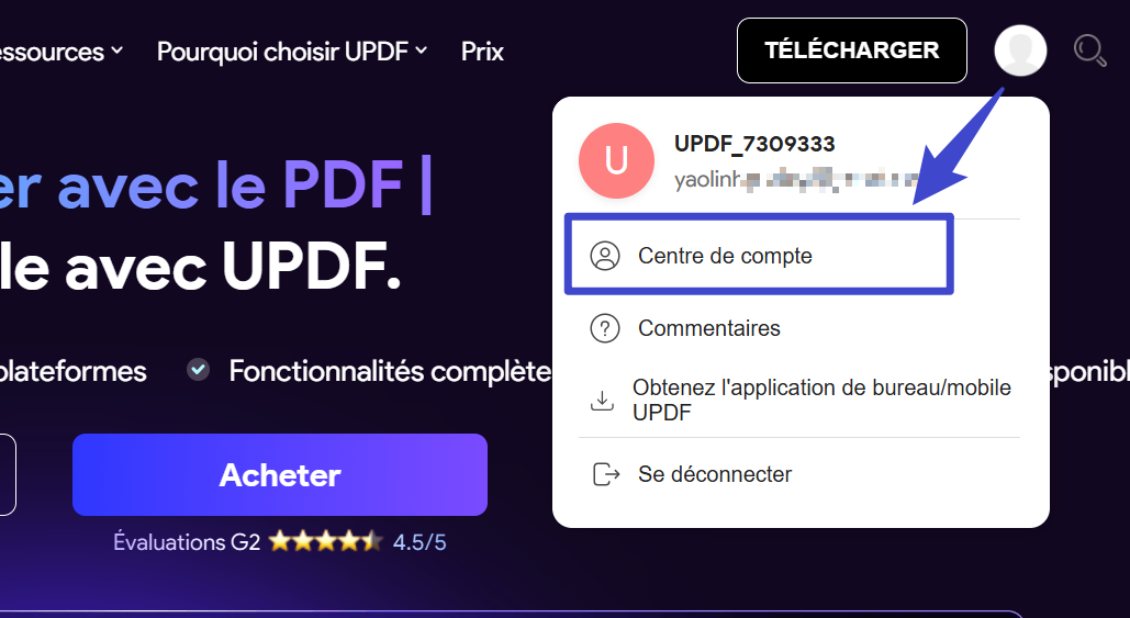 centre de compte updf