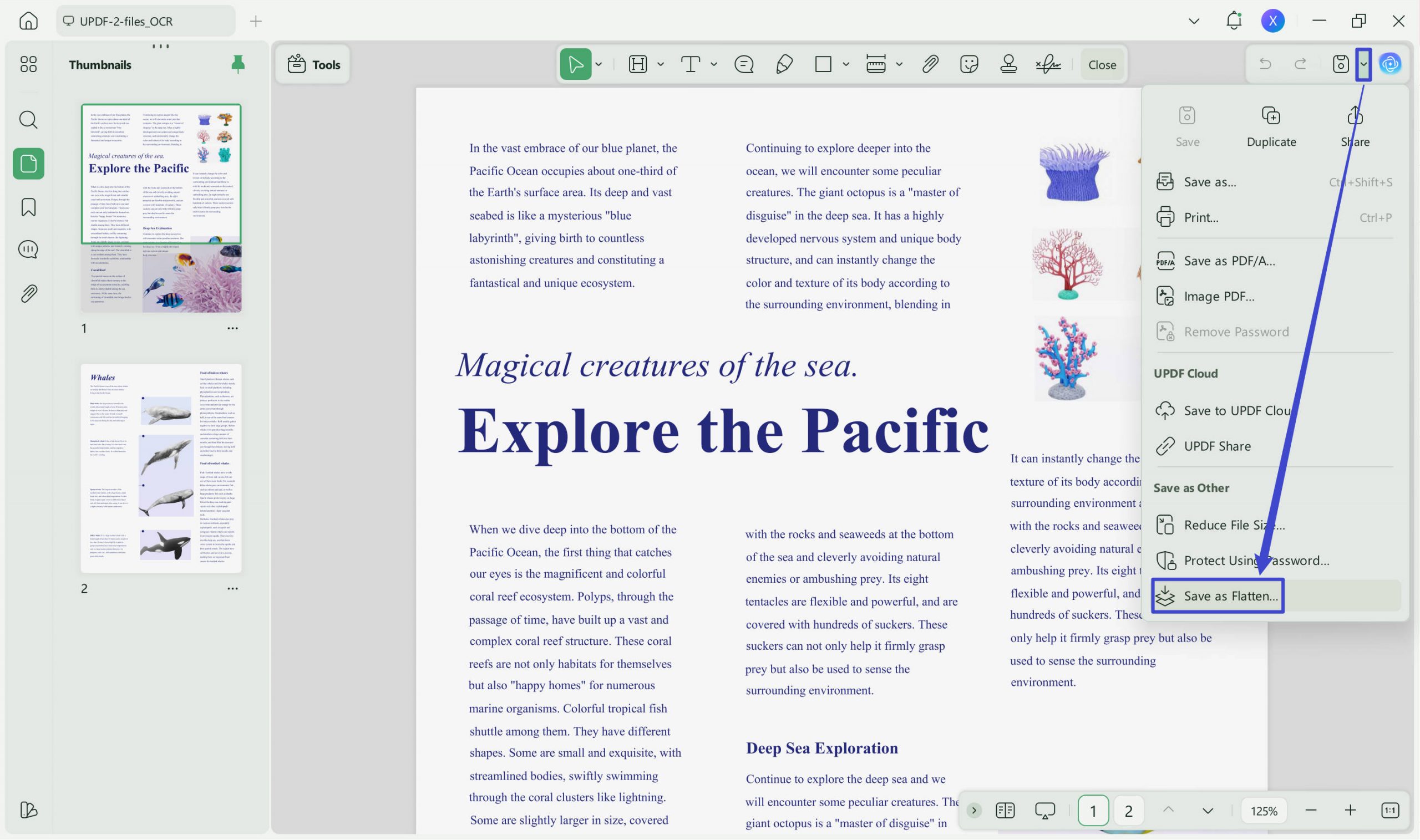save as flatten pdf