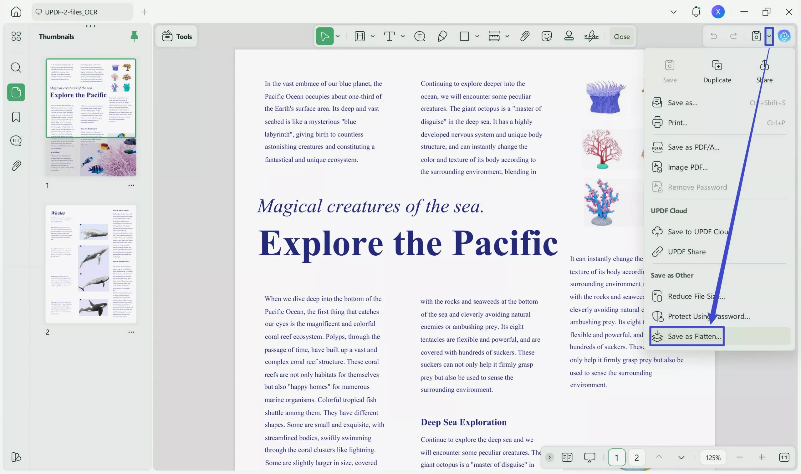 save as flatten pdf