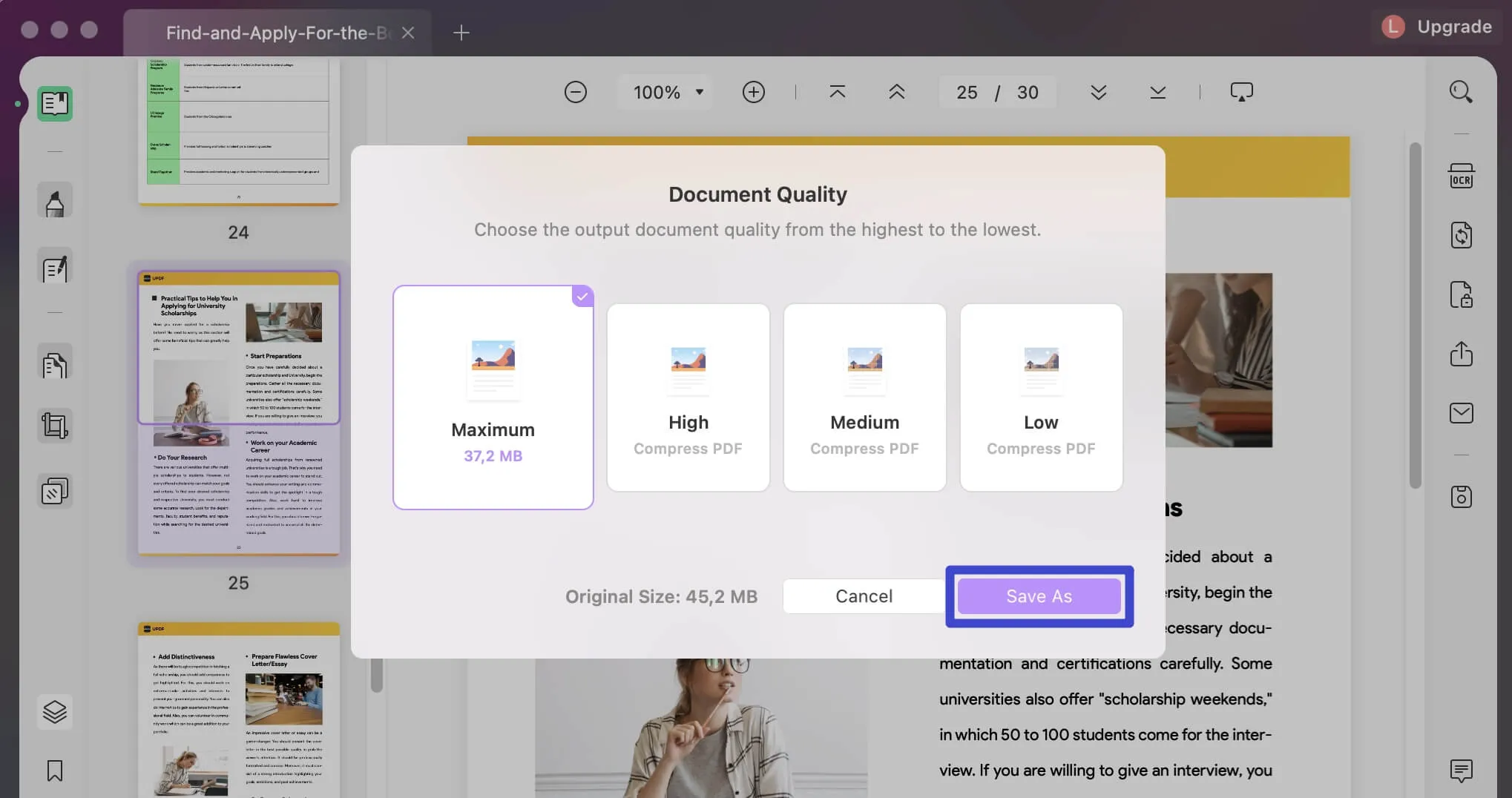 PDF Größe ändern Mac mit UPDF 