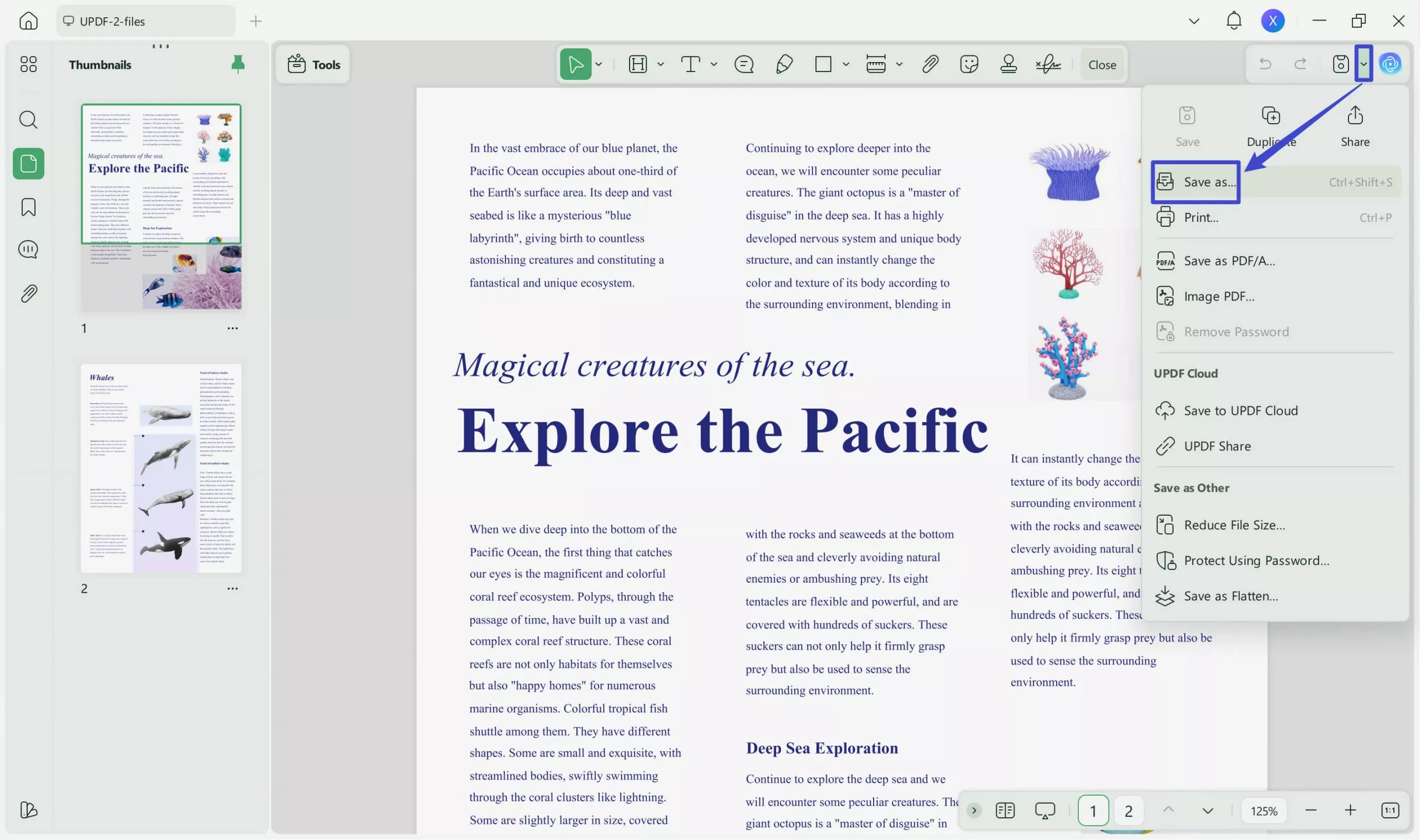 save pdf with updf