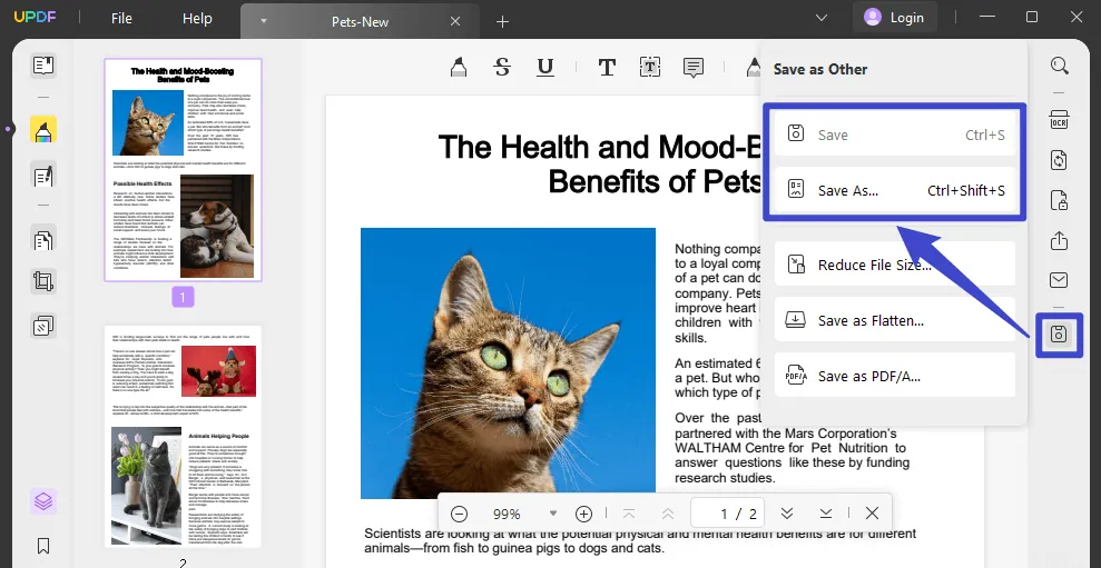 Save PDF with notes