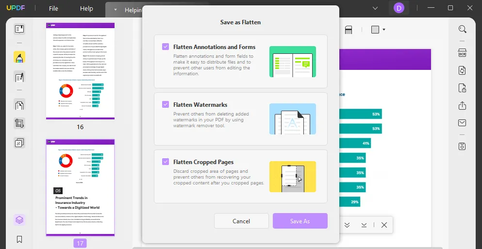 guarde el pdf como aplanar para eliminar enlaces de pdf