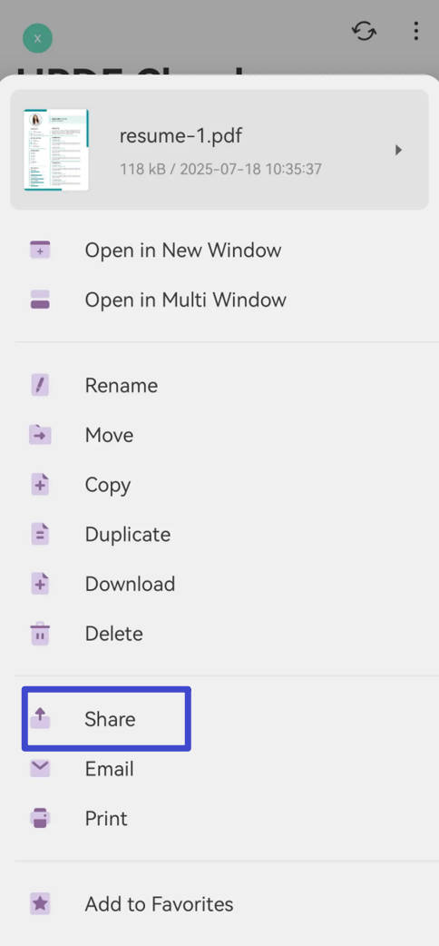 how to send a pdf on android with updf