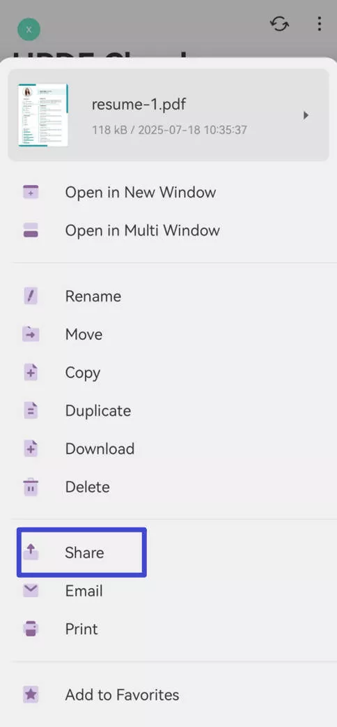 how to send a pdf on android with updf